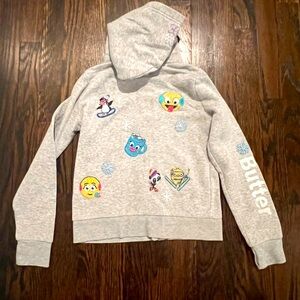 Butter grey hoodie-size 7- snowflakes and winter theme sparkly
